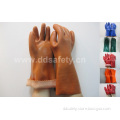 Brown PVC Sandy Finished Cotton Liner Woking Glove (DPV112)